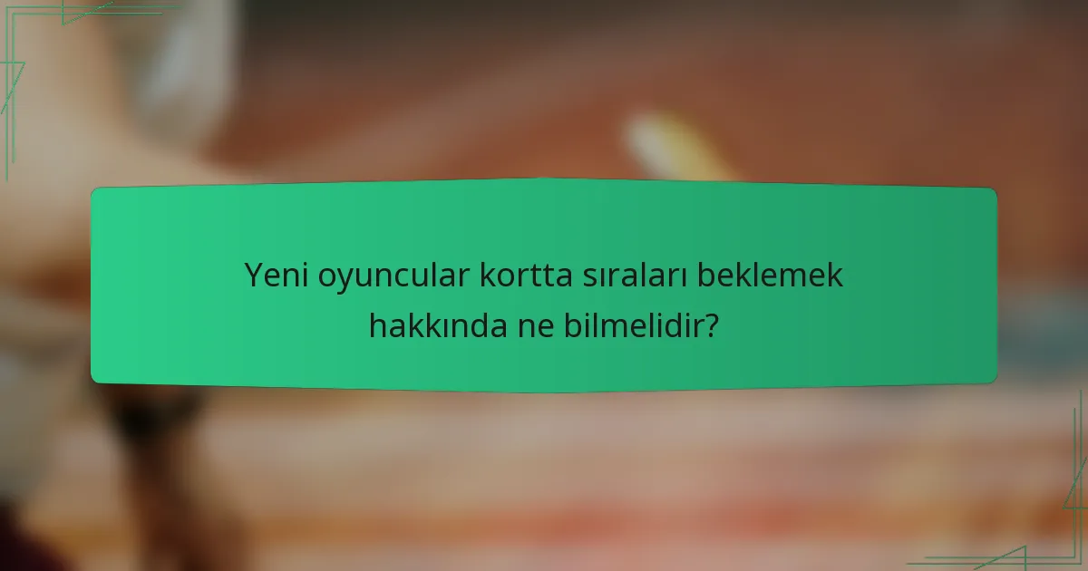 Yeni oyuncular kortta sıraları beklemek hakkında ne bilmelidir?