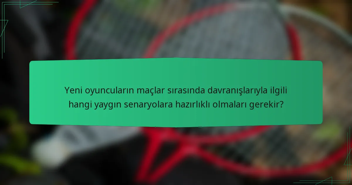 Yeni oyuncuların maçlar sırasında davranışlarıyla ilgili hangi yaygın senaryolara hazırlıklı olmaları gerekir?